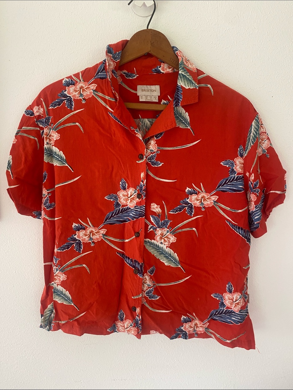 Brixton Red Tropical Floral Short-Sleeve Button-Down Shirt